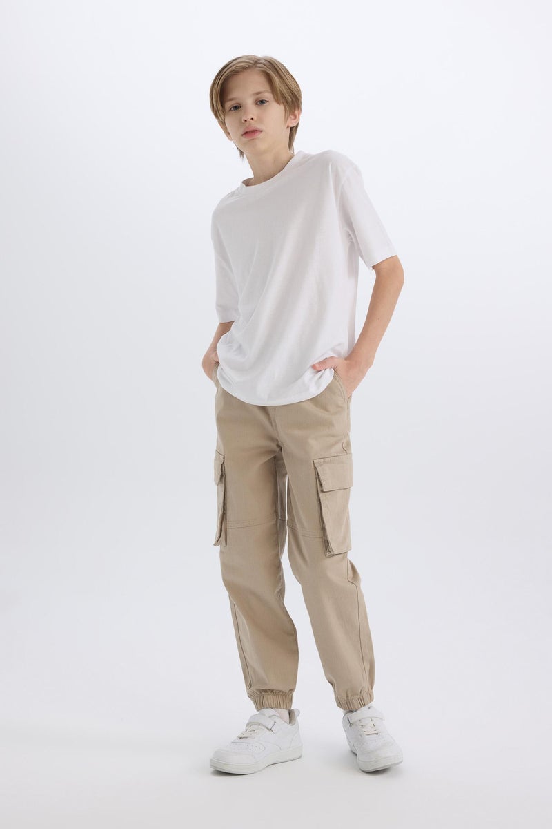 DeFacto Beige Boy Boy Waist Tied Elastic Leg Jogger Cargo Pants Casual - Image 3